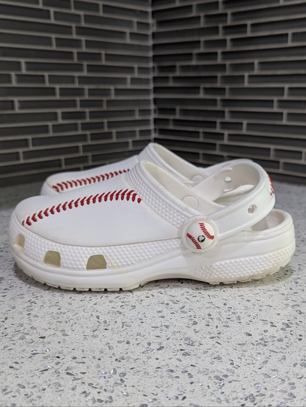 Crocs Kids Baseball Clogs White Red Softball Base Ball Mlb Child Size 13 - Picture 3 of 11
